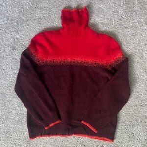 Old Navy Fall Women’s XL Red, Orange, and Brown Turtleneck Sweater 100% Wool